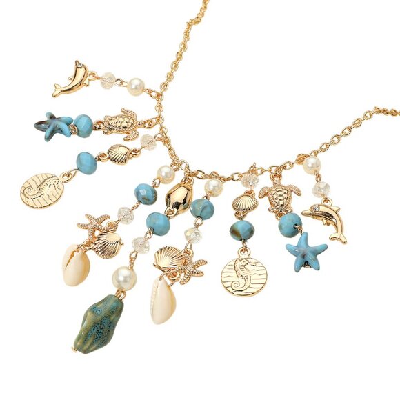 Gold Dipped Sea Ocean Beach Seashell Pendants Resort Vibe Charm Necklace NEW - Picture 5 of 5